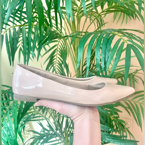 🌿 Express nude patent leather pointed ballet flats - Picture 1 of 3